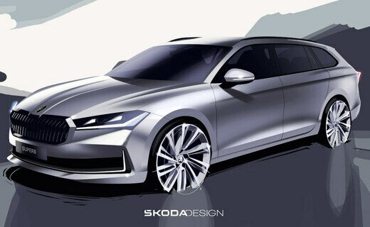 За неделю до премьеры чешская марка опубликовала дизайн-скетчи Skoda Superb четвёртого поколения