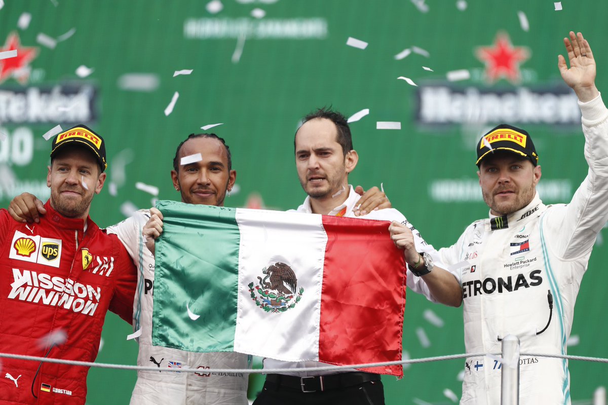 Гран-при Мексики 2019. Гонка. Феттель (2), Хэмилтон (1), Боттас (3)