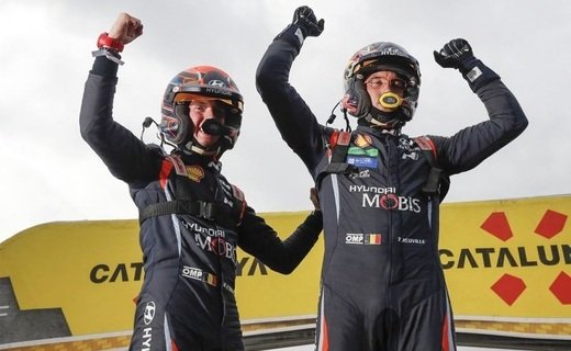 Пилот команды Hyundai Тьерри Невилль выиграл предпоследний этап мирового ралли-чемпионата - "Ралли Испания 2021"