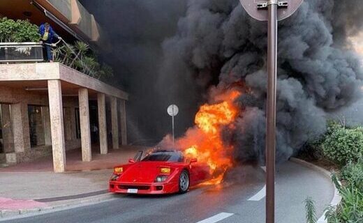 В результате инцидента, который произошёл в Монако, итальянская машина полностью сгорела