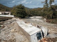 Дорогу и мост через ручей Агой, размытые в Туапсинском районе в результате наводнения, отремонтировали сегодня вечером