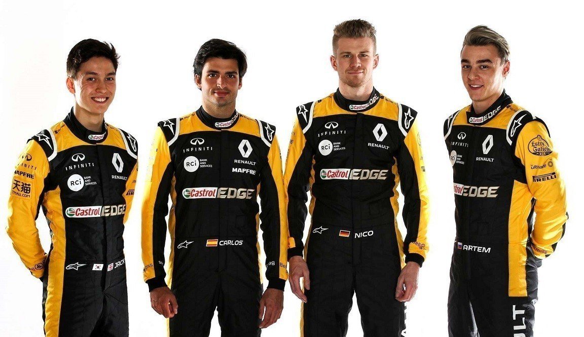 Гонщики Renault F1 - Джек Эйткен, Карлос Сайнс-младший, Нико Хюлкенберг, Артём Маркелов